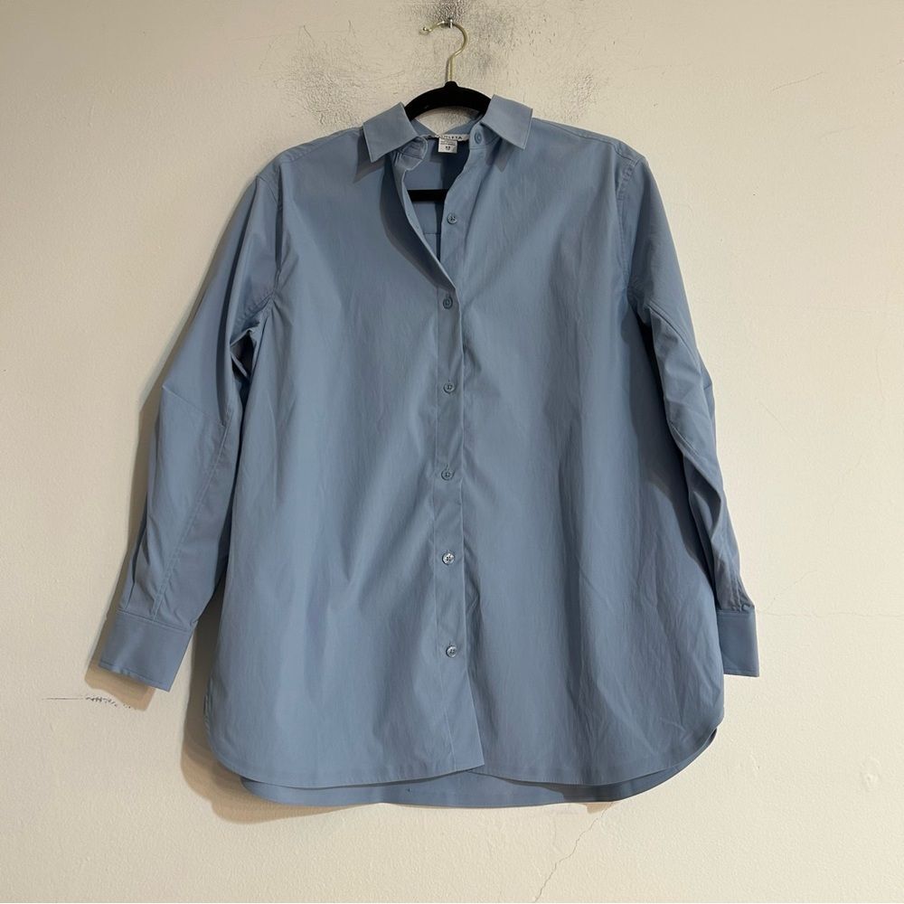 Athleta Midday Oversized Poplin Shirt Blue XS Office Stretch Utility Capsule